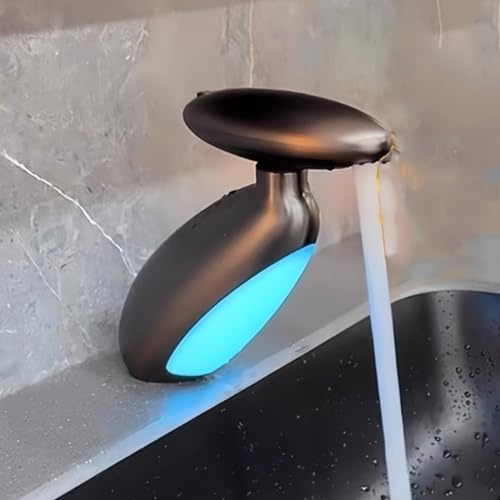 XIMSPHY Kreativer Wasserhahn, 4-Modi Wasserauslass, Ausziehbar, Modernes Pinguin-Design, Schwarz, Poliert, Silikon, 1 Loch, Einloch, 360° drehbar, Badezimmerarmatur