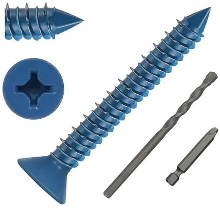 Wavanta Betonschrauben, M5,5 x 45 mm, mit Bohrer, blauer Flachkopf, Mauerwerk, Ziegel, Stuck, Zement, Blockschrauben, Diamantspitze, 30 Stück