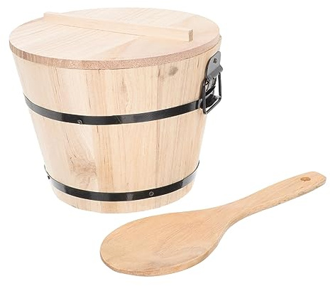 Seau de Riz en Bois, Conteneur de Stockage pour Restaurants et Maison | Surface Lisse sans Bavure, Finition Soignée, Pratique au Quotidien, Usage la Cuisine et Service