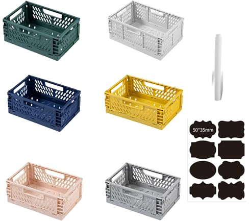 CNKHDZ CNKHDZ6Ｓechs FarbenKlappbox Klappkiste,Klappboxen Faltbar Stabil,Folding Klappbox,Klappboxen Faltbar Stabil für Kinderzimmer,Küche,Arbeitszimmer (Sechs Farben, 20×14×9 cm)