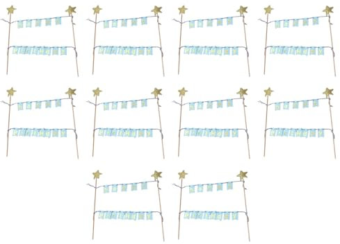 Beimus 10er-Set Happy Birthday-Kuchendekoration, personalisierte Wimpelkette, glitzernde Sternflaggen, Banner für Party