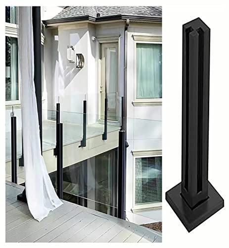 Ringhiera per Scale in Vetro Nero, Altezza 27-53, palo Quadrato in Acciaio Inossidabile, Moderno Sistema di ringhiera in Vetro per balconi, patii e Scale, Resistente ed Elegante.