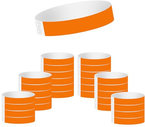 600 Stück Kunststoff-Papier-Armbänder für Veranstaltungen, wasserfeste Identifikations-Neon-Armbänder, Einweg-Papierarmbänder für Musikfestivals, Clubs und Konzerte, leicht (Orange)