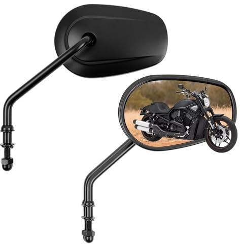 DREAMIZER Espejos Retrovisores M8 8mm para Motocicleta Espejos Sportster de Vástago Largo Compatibles con Harley Road King, Street Electra Glide, Dyna Softail Road Glide 1982-2025