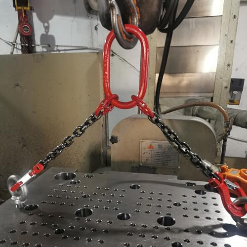 IEOWY Élingue de Levage Robuste à Double Brin 3 tonnes 5/16, avec Crochets pour Levage de Moteur, remorquage répété, chaîne en Acier allié G80, Longueur 0,5 m (2 m/6,6 pi)