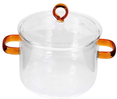 Gadpiparty Pot à Cuisson Verre Transparent avec Double Poignée et Couvercle Casserole Résistante Chaleur pour Mijoter Soupe Lait et Nouilles Usage Domestique et Cuisinière Électrique