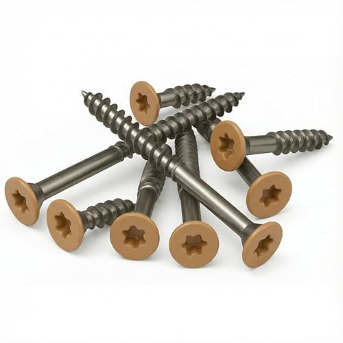 PB Schrauben® Spanplattenschrauben Edelstahl A2 Torx 5,0x50mm - 25 Stk. I Holzschrauben Torx TX mit Senkkopf - Rostfrei Coated in Germany I RAL 1011 (Braunbeige)
