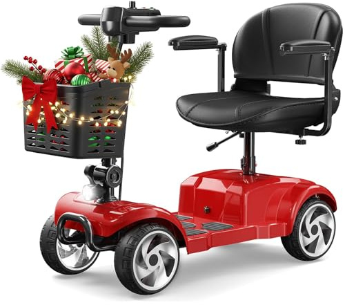 4 Wheel Electric Mobility Scooter for Adults and Seniors, 50km Range Foldable Electric Scooter, Heavy Duty Mobile for Travel with 300 lb Capacity, Powered Electric Wheelchair (Amp Hours, 20)
