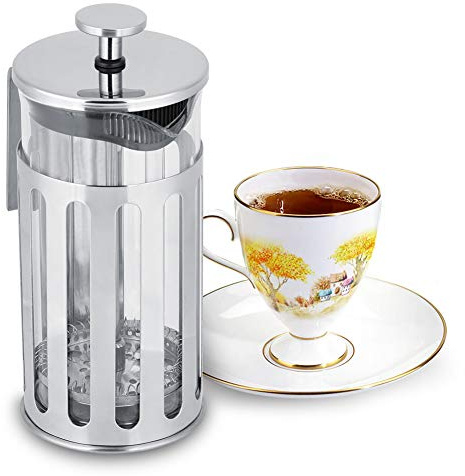 Phefop de Prensa Francesa de Vidrio de Acero Inoxidable, Borosilicato Resistente Al Calor, Extracción de Sabor Mejorada, 350 Ml para Uso Doméstico y de Oficina (350ML)