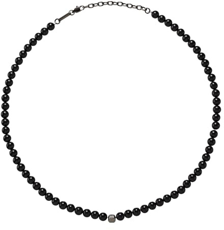 Breil, Collezione Wild, Collana Uomo, Collana con Pietre ed Elemento Centrale in Acciaio Lavorato, Chiusura a Moschettone, Lunghezza Regolabile fino a 52 cm, Idea Regalo Uomo