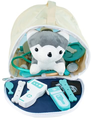 Kids Doctor Playset - 9,45 X 7,68 X 7,09 Tum Låtsasleksak I Trä, Smidig Design Utan Grader, Resevänligt Fodral | Rol E Play Medical Kit För Småbarnsbarn Ålder 3 Plus Säkert Lärande Kul