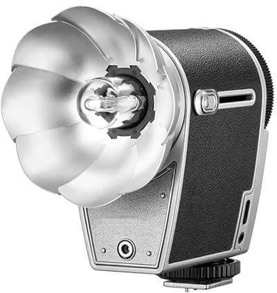Vituord Flash Speedlite Vintage pour Appareil Photo, avec Réflecteur Argenté, Température De Couleur 6200K ± 300K, Focale 28 Mm, Rechargeable, pour Reflex Numériques Et Appareils Photo Argentiques