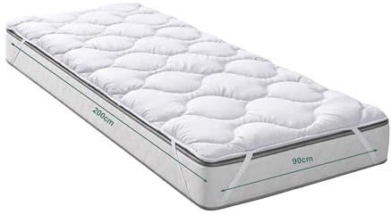 KNERST Matratzenauflage 90x200, Matratzenschoner, Made in EU, 95°C | Matratzenschutz, Bettauflage, OEKO-TEX® STANDARD 100, atmungsaktiv, 4 Eckgummis, weich, Allergiker, hautfreundlich