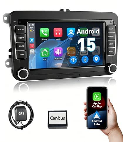 ESSGOO Android15 4+64G Wireless CarPlay Androidd Auto Autoradio Für VW Golf MK5 MK6 Polo Caddy Passat Seat RCD330,2 Din Bluetooth Radio mit 7 Zoll Touchscreen FM RDS GPS WiFi Navi