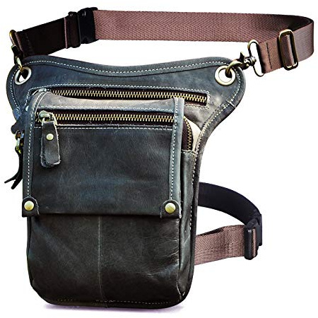 Le'aokuu Herrväska i äkta läder Midjepaket Benväska Liten krokväska Messenger Bag 211-4 (211-4 grå)