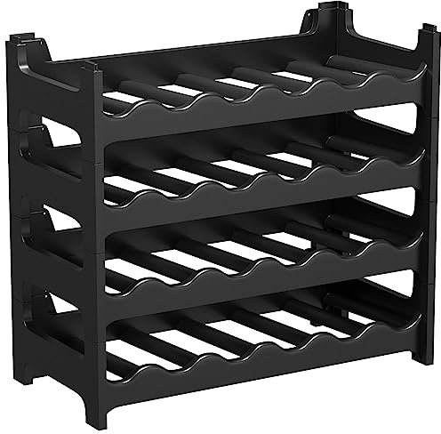 ARTECSIS Weinregal stapelbar Kunststoff für 24 Flaschen, stabiles Flaschenregal in Gastronomie-Qualität, modular erweiterbar, Schwarz