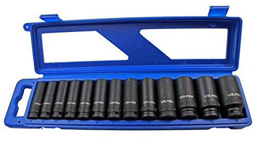 US Pro 13pc 1/2'' Dr 12 Sided Metric Deep Impact Socket Set Sockets 1683