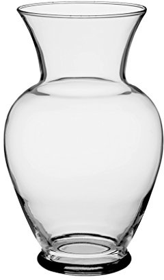 Floral Supply Online 10 5/8 Spring Garden Vase and Flower Guide Booklet- Decorative Glass Flower Vase for Floral Arrangements, Weddings, Home Decor or Office. (Clear)
