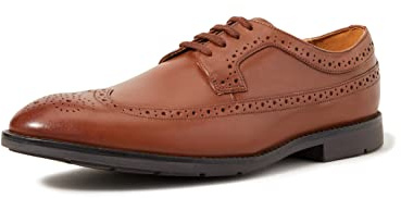 Clarks Ronnie Limit Brogues för män, Brunt brittiskt brunt brunt brunt läder, 45 EU