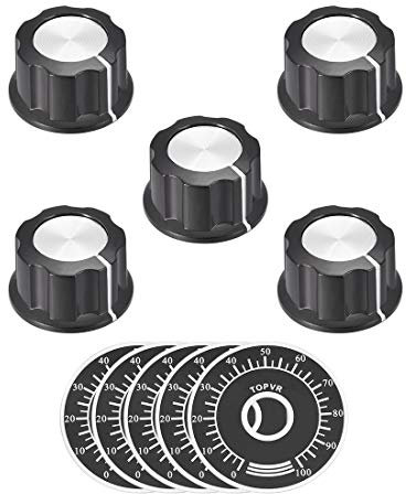 uxcell Plastic Potentiometer Rotary Knob 6mm Insert Shaft with 40mm 0-100 Dial Face Plate 5pcs