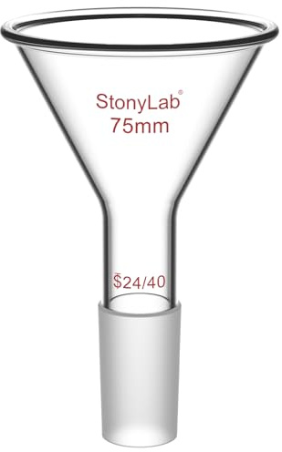 stonylab Embudo de Vidrio de Tallo Corto con Diámetro Exterior Superior de 75 mm y Junta Interior 24/40, Solo para Uso en Laboratorio Químico