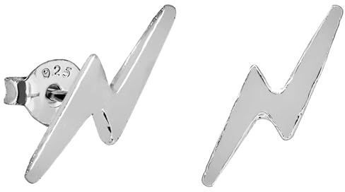 ENTREPLATA Pendientes de Plata 925 Unisex con Diseño de Rayito Pequeño Joyas Minimalistas para Hombre y Mujer Cierre de Presión Rayo