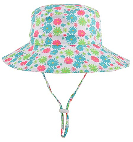 LACOFIA Småbarn solhatt unisex barn sommar mössa hatt för strand simning pool brett brätte/snabbtorkande, B-blommor, 6-24 månader