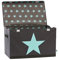 LOVE IT STORE IT Caja de almacenamiento con tapa grande - Caja de juguetes de tela reforzada con madera - lavable - gris con estrella verde - 62 x 38 x 39 cm