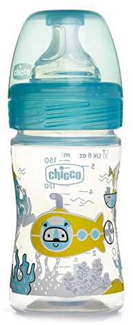 Chicco Benessere Biberon Flusso Lento in Plastica con Tettarella in Silicone, 150 ml, 90 g