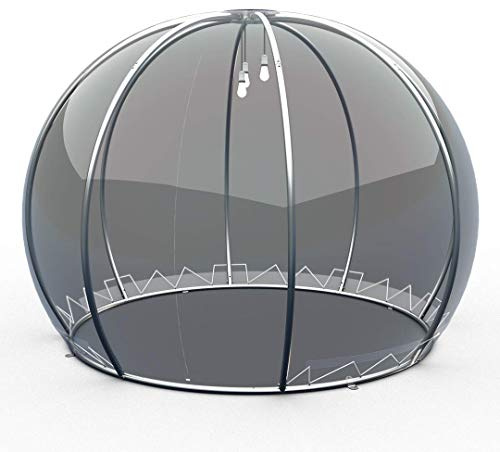 astreea® Igloo Crystal-PVC | M | Aerospace Aluminium, Pavillon mit LED-System, transparent mit Reißverschluss Tür, Gartenzelt, Gartenpavillon, 6 Personen Blasenzelt wetterfest, Bubble Zelt Ø 3.03 m