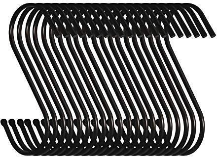 Swatowot Lot de 20 crochets de suspension en forme de S de 9 cm pour cuisine, salle de bain, chambre et bureau (20 pièces, grande taille, noir)