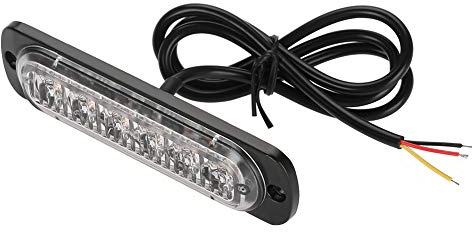 Fydun Spia stroboscopica 4 pezzi 12-24 V auto 6 LED flash strobo Spia luminosa di emergenza Barra luminosa lampeggiante della griglia(giallo)