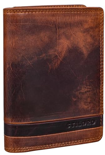 STILORD Matthis Portemonnaie Herren Hochformat Leder RFID Geldbörse Vintage Geldbeutel Kartenportemonnaie Slim Wallet aus echtem Leder Portmonee mit Münzfach Echtleder Farbe:mittel - braun