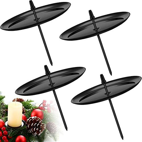 4 Portacandele per Corona dell'Avvento di Natale Supporto Piatto in Metallo per Candele Candelabri da Tavolo Decorazioni per Centrotavola Ghirlanda Casa (6 cm/ 2,36 Pollici di Diametro)