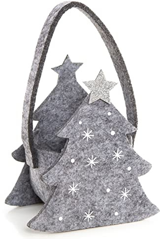 Logbuch-Verlag Kleine Weihnachten Geschenktasche zum Befüllen für Pralinen Plätzchen 14 cm mini silber grau