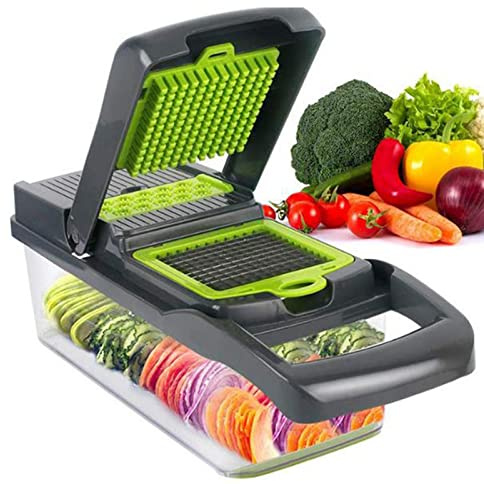 Natudeco coupe-légumes râpe à fromage acier inoxydable trancheuse à légumes déchiqueteuse multi-usages coupe-légumes râpe avec 15 lames pour pour légumes fruits