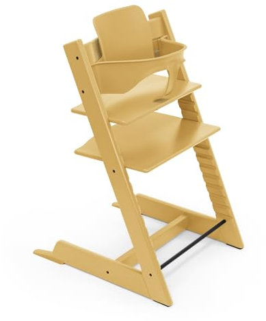 Tripp Trapp Hochstuhl von Stokke mit Baby Set, Sunflower Yellow aus Buchenholz - Verstellbarer, anpassbarer Stuhl für Kleinkinder, Kinder & Erwachsene