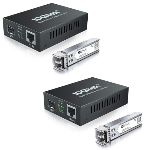 HiFiber 2er-Set 1000Base-SX SFP Gigabit Ethernet Medienkonverter | Inkl. 1000Base-SX Multimode SFP-Transceiver (850nm, bis zu 550m)