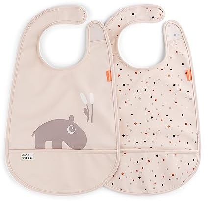 Done by Deer Ozzo - Bavaglino per cipria con velcro, impermeabili, facili da pulire, con tasca e chiusura in velcro, per pasti senza stress
