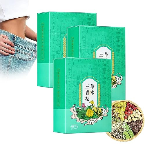 Tè verde alle erbe, tè purificante alle erbe, tè a base di erbe per la protezione del fegato, tre Qing cha alle erbe, tisana cinese per la cura del fegato e secchezza delle fauci (3box)