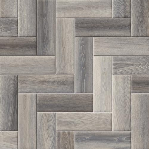 Mixed Grey Modern Parquet Siren Vinyl Flooring 4mm Thick Durable Felt Backed Lino Kitchen Bathroom (2m x 2m)