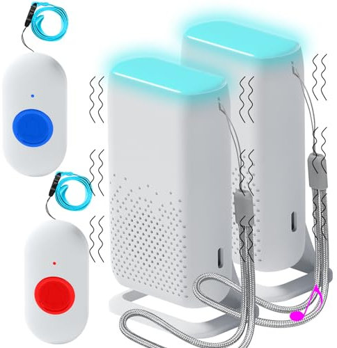 ALEENFOON Botón de Llamada de Emergencia para Personas Mayores, Vibración Avisador Personas Mayores AlarmaS para Casa Llamada de Emergencia Adecuado para Ancianos（2 a 2）