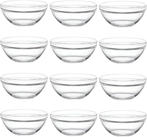 DABH4ND Lot de 12 bols empilables en verre pour nourriture, pudding et caviar - Élégants gobelets transparents de 42,5 g, parfaits pour servir et ranger