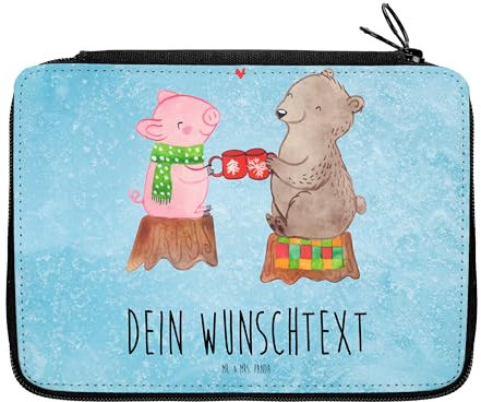 Mr. & Mrs. Panda Personalisierte Federmappe Glühschwein Sause - Geschenke, Bär, Stiftemappe mit Namen, Stifterolle, Prost, Weihnachtszeit, Federmäppchen, PersonalisierteS, Alles Gute, Weihnachten