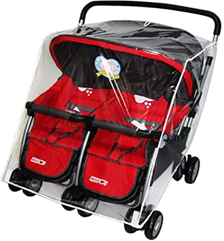 Copertina di pioggia di passeggini, doppio passeggino Copertura pioggia Coperchio passeggino inverno e pioggia Copertina per passeggino per bambini Mosquito Rete per carrozzeria Accessori