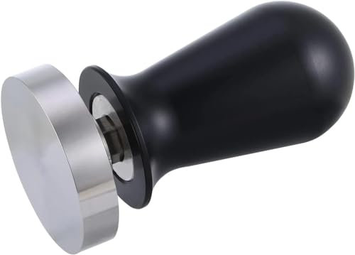 VIA CREMA Siebträger - Pressino per caffè espresso calibrato, con base piatta in acciaio inox caricato a molla (54 mm), 130167