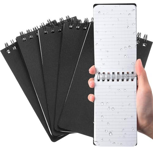 Qilery Wasserdichtes Notizbuch, Grafikpapier, 7,6 x 12,7 cm, Allwetter-Notizblöcke, Polizei-Notizblock, Spiralnotizbuch, Steno-Blöcke, Notizblock, Notizbuch, Raster, Linien, Notizblock, Tagebuch für