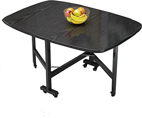 ZENFEKU Mobiler Klapptisch, Drop-Leaf-Esstisch, multifunktionaler Küchentisch, platzsparend mit Universalrad, für Restaurant, Wohnzimmer, Terrasse, Terrasse, 120 x 80 cm (schwarz)