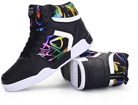 WSPOSUS Women's Trendy High Top Skate Sneakers (Black, Adult, Women, 9, Numeric, US Footwear Size System, Medium)