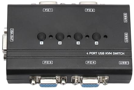 Annadue 4 Port USB VGA KVM Switch, 1920x1440 Resolution, High Compatibility, Compact and Exquisite, Includes 4 1.2m KVM Cables, for Windows 10 8 7 XP, Sun, OS X